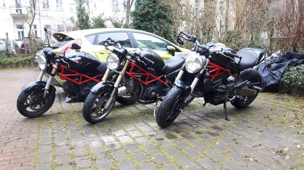 You see three Ducati Monsters.
